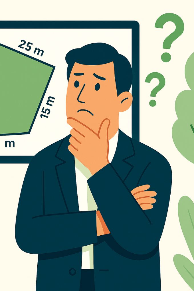 Illustration of a man thinking about land plot questions in My Hanh.