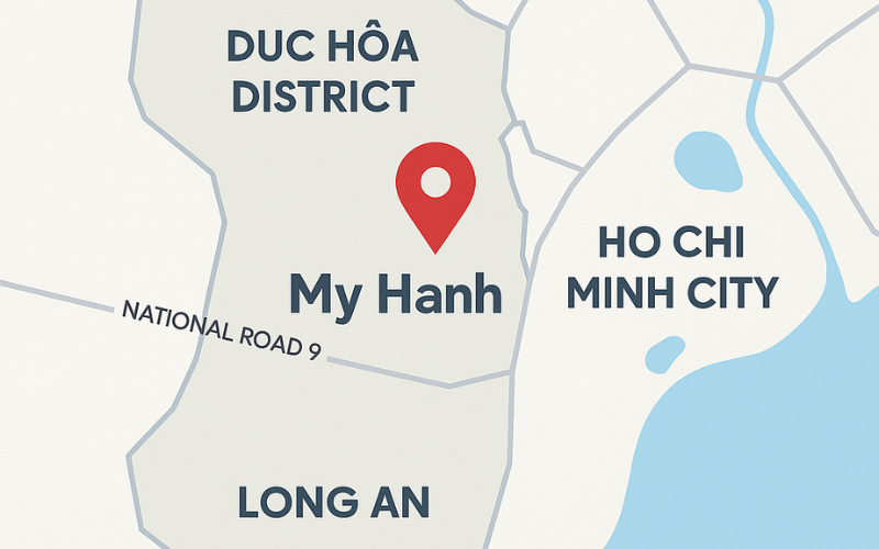 Map of My Hanh land plot market – Duc Hoa, Long An, near Ho Chi Minh City